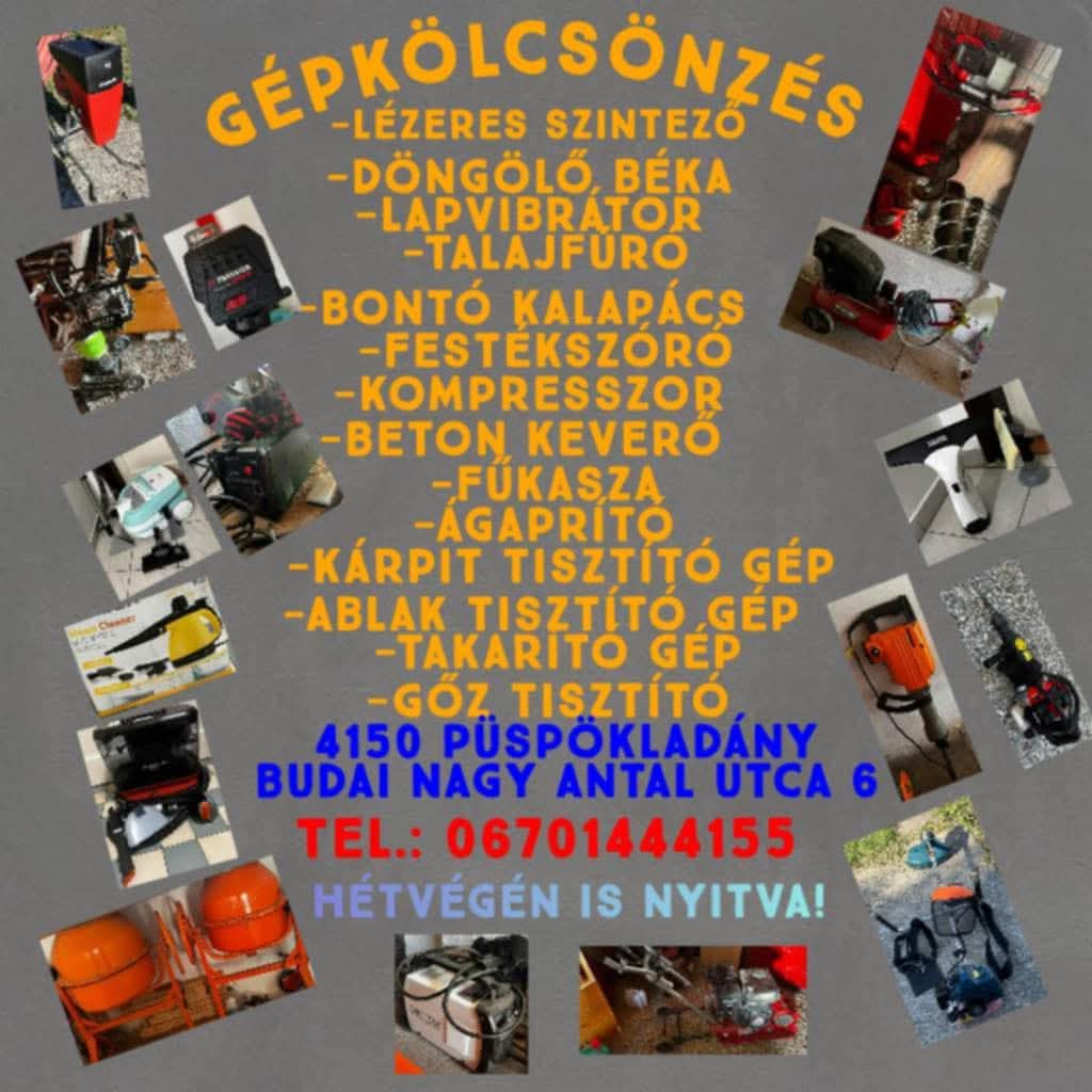 Gépkölcsönzés 06 70 1444155